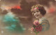 ENFANTS  - Petite Fille Avec Un Bouquet De Fleurs - Couronne De Fleurs  - Colorisé - Carte Postale Ancienne - Autres & Non Classés