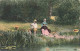 COUPLE - Un Couple Au Bord D'une Rivière - Pêcheur - Colorisé - Carte Postale Ancienne - Parejas