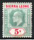 Sierra Leone 1904 Y.T.73 */MH VF/F - Sierra Leone (...-1960)