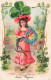 ILLUSTRATEUR NON SIGNE - Portrait De Lucie Boijosen - Couronne De Fleurs Bleues - Carte Postale Ancienne - Antes 1900