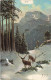 ARTS - Peintures Et Tableaux - Des Cerfs Dans La Neige - Carte Postale Ancienne - Paintings