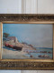 Huile Sur Toile Anonyme " Barque De Pêcheur Au Mouillage  " Cadre Bois Stuqué Doré Art Nouveau - Olieverf