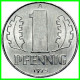 REPUBLICA DEMOCRATICA DE ALEMANIA ( DDR ) MONEDAS DE 1 PFENNING AÑO 1975 CECA-A MONEDA DE 17mm Obv.State ALUMINIO S/C - 1 Pfennig