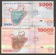 NEW Lot 2 Pcs Burundi 5000 10000 Francs 2022 UNC Improved Security Features - Burundi