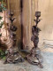 Delcampe - Anciens Bougeoirs Chandelier Régule Angelots Cupidon Anges / Candlestick - Candelabri E Candelieri