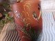 Delcampe - Ancien Vase Amphore Art Nouveau Décor Emaillé Héron, Fleurs, Papillon. - Autres & Non Classés