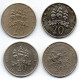 JAMAICA, Set Of Four Coins 20 Cents, Copper-Nickel, Year 1969-84, KM # 48, 55, 69, 120 - Jamaica