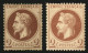 2c Lauré Chocolat (n°26Aa) Neuf * Et 2c Lauré Type II (n°26B) Neuf * (quasiment **). TB. - 1863-1870 Napoleon III With Laurels