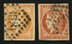 40c BORDEAUX Jaune Orange (n°48h) + 40c BORDEAUX Rouge Orange (n°48c) Obl GC. Les 2 Signés SCHELLER. TTB. - 1870 Emisión De Bordeaux