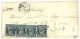 MANCHE : 1852 25c CERES (n°4)x4, Un Ex. Pd Obl. PC 3249 + Cursive 48 St POIS + T.15 BRECEY Sur Lettre Pour PARIS. Triple - 1849-1876: Klassik