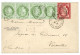 CORRESPONDANCE D' ARMEES YOKOHAMA : 1876 CERES 5c (n°53) Bande De 4 + 80c (n°57) Obl. Cachet à Date CORR. D' ARMEES YOKO - 1849-1876: Periodo Clásico