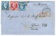 SALONIQUE : 1866 20c (n°22)x2 + 80c (n°24) Obl. GC 5095 + SALONIQUE Sur Lettre Pour GLARUS (SUISSE). Double Port à 1F20  - 1849-1876: Classic Period