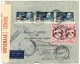 "MOUILA" : 1943 FRANCE LIBRE 1F (x2) + 1F S/ 65c (x3) Obl. Cachet Sud Africain JOHANESBURG + CENSURES Sur Lettre PAR AVI - Autres & Non Classés