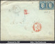 FRANCE N°60x2 SUR LETTRE POUR LES USA ETOILE 34 + CAD PARIS RUE JOSEPHINE RR - 1849-1876: Periodo Classico