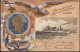 Gest. Kreuzer Kaiserin Augusta Wappenprägekarte 1901 - Warships