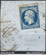 FRANCE EMPIRE 20c BLEU TYPE I N°14A CACHET ROULETTE D'ETOILES SUR FRAGMENT - 1853-1860 Napoleon III