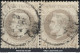 FRANCE EMPIRE LAURÉ 4c GRIS PAIRE N° 27B AVEC OBLITERATION CACHET A DATE - 1863-1870 Napoleon III Gelauwerd