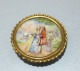 -BROCHE PORCELAINE De LIMOGES SCENE ROMANTIQUE  REHAUTS EMAIL BIJOU ANCIEN     E - Brooches