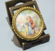 -BROCHE PORCELAINE De LIMOGES SCENE ROMANTIQUE  REHAUTS EMAIL BIJOU ANCIEN     E - Brooches