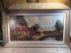 Ancien Tableau Chaumière Normande Meules De Foin Signé Hérault - Olieverf