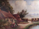 Delcampe - Ancien Tableau Chaumière Normande Meules De Foin Signé Hérault - Oils