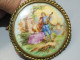 -BROCHE ANCIENNE PORCELAINE LIMOGES Décor ROMANTIQUE Marquis Marquise BIJOU     E - Brooches