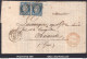 FRANCE 20c BLEU PAIRE N°4 SUR LETTRE AVEC GRILLE + CAD DE TOULOUSE DU 22/12/1851 - 1849-1850 Ceres