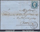 FRANCE N°14Ah POSTFS SUR LETTRE POUR PARIS PC 1477 GUISE AISNE + CAD 04/06/1858 - 1853-1860 Napoléon III.