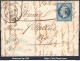 FRANCE N°14A SUR LETTRE PC 1367 GANGES HERAULT + CAD TYPE 14 DU 26/02/1855 - 1853-1860 Napoleon III