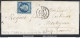 FRANCE BLEU FONCÉ SUR VERT N° 14Ad SUR LETTRE PC 2388 PAU + CAD DU 13/07/1855 - 1853-1860 Napoleon III