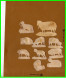 Dix Chromos Découpis 8 Moutons /1 Vache 1 Ane (recto Verso) - Tiere