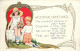 Valentine Greetings Drawn Embossed Children Couple British Art Nouveau Greetings Postcard 1939 - Valentine's Day