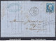 FRANCE N° 22 SUR LETTRE PC TARDIF 2652 LA REOLE GIRONDE + CAD DU 30/11/1862 - 1862 Napoleon III