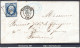 FRANCE BLEU FONCÉ N°14Aa SUR LETTRE PC 3383 TOULOUSE HAUTE GARONNE DU 20/12/1855 - 1853-1860 Napoléon III