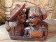 Delcampe - Sculpture Couple De Bretons Bois Sculpté Signé Henri Gouzien Bretagne - Wood