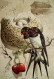 Cpa ST VALENTIN Oiseaux HIRONDELLES  NID COEURS PENDENTIF 1915 BIRDS NEAR NEST SWALLOWS VALENTINE OLD PC - Saint-Valentin