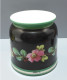 Delcampe - -JOLI CACHE POT NAPOLEON III PORCELAINE GUIRLANDE FLEURS Sur FOND NOIR  E - Andere & Zonder Classificatie