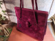 Delcampe - Ancien Sac Velours Bordeaux Vintage Monogramme - Altri & Non Classificati