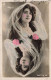 NOCES - De Villers - Portrait Opposés - Jeune Mariée Voilée - Rose - Perles - Colorisé - Carte Postale Ancienne - Hochzeiten