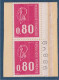 Marianne De Béquet N°1816 Paire Verticale De Carnet Neuf Phosphore Numéroté 98809 Et Couverture Partielle - 1971-1976 Marianne Of Béquet