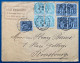 Lettre 1921 Mixte BLANC/SAGE  Tarif 25c Avec N°83 X5 1c  Noir Sur Bleu + N°111 Bloc De 4 Pour Strasbourg Intéressant ! - 1900-29 Blanc