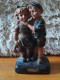 Sujet En Plâtre Polychrome Statue Jeunes Enfants Garçon Et Fillette Titré "Risquons-nous" - Gesso