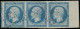 O FRANCE - Poste - 14Ai, Bande De 3 Avec Filet D'encadrement à Droite Et Voisin à Gauche, PC 3721, Signé Miro: 20c. Bleu - 1853-1860 Napoleon III