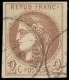 O FRANCE - Poste - 40A, Report 1, Cad, Signé Scheller, Tb: 2c. Chocolat Clair - 1870 Emission De Bordeaux