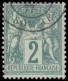 O FRANCE - Poste - 62, Bel Exemplaire, Signé: 2c. Vert Sage N/B - 1876-1878 Sage (Type I)