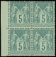 ** FRANCE - Poste - 75, Bloc De 4, Bdf: 5c. Vert - 1876-1898 Sage (Type II)