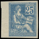 (*) FRANCE - Poste - 114d, Non Dentelé, Bdf, Signé: 25c. Mouchon Bleu - Unused Stamps