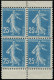 ** FRANCE - Poste - 140d, Type IB, Bloc De 4 Issu De Carnet, Bord Blanc: 25c. Semeuse Bleu - Unused Stamps