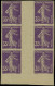 (*) FRANCE - Poste - 142, Bloc De 6 Interpanneau En Violet Sur Papier Verdâtre, Non Dentelé: 35c. Semeuse Violet - Nuevos