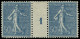 * FRANCE - Poste - 161, Paire Millésime 1: 50c. Semeuse Bleu Lignée - Unused Stamps